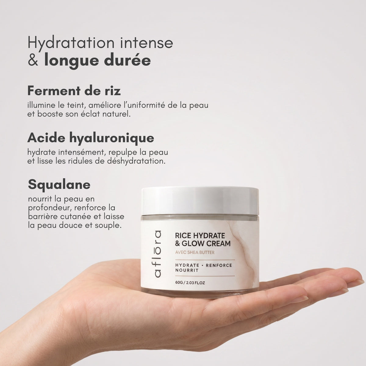 Aflōra Rice Hydrate & Glow Face Cream - 60g